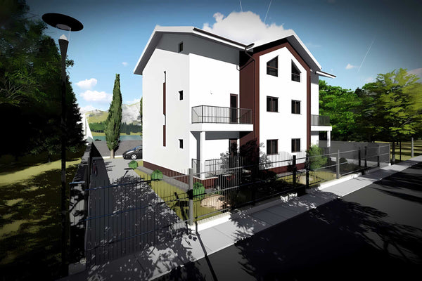 Proiect casa pe structura metalica duplex cu mansarda 066 - fatada casei imagine 3