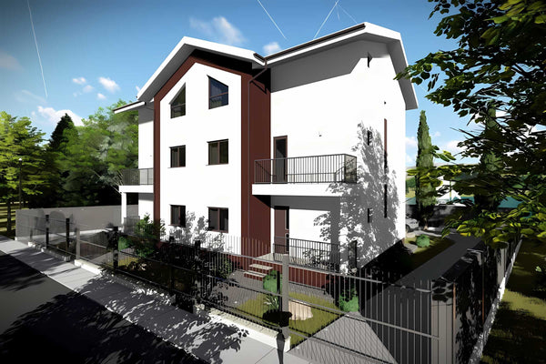 Proiect casa pe structura metalica duplex cu mansarda 066 - fatada casei imagine 5