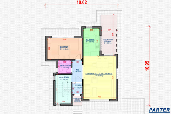 Proiect casa pe structura metalica fara acoperis cu etaj 025 - plan parter casa