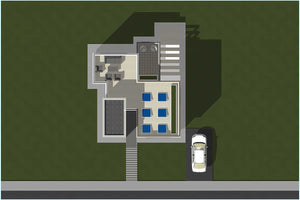 Proiect casa pe structura metalica fara acoperis cu etaj 025 - model acoperis stil terasa plata thumbnail
