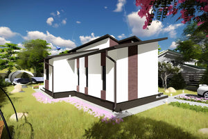 Proiect casa pe structura metalica fara etaj 120 mp cod 042 - model fatada imagine 2 thumbnail