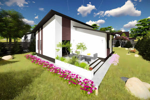 Proiect casa pe structura metalica fara etaj 120 mp cod 042 - model fatada imagine 4 thumbnail