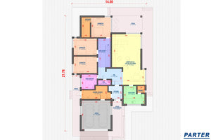 Proiect casa pe structura metalica fara etaj cu garaj 050 - plan casa parter thumbnail