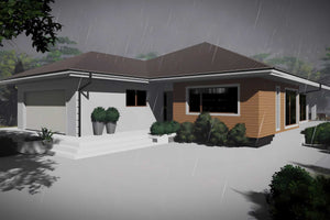 Proiect casa pe structura metalica fara etaj cu garaj 050 - fatada cu lemn imagine 7 thumbnail
