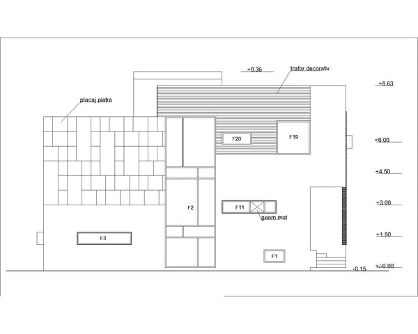 Proiect casa pe structura metalica fatada principala in 2d