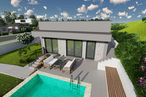 Proiect casa pe structura metalica mediteraneana mica 70mp - design casa cu piscina poza 15 thumbnail