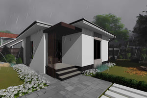 Proiect casa pe structura metalica mica cu 2 camere 60 mp - fatada de casa imagine 5 thumbnail