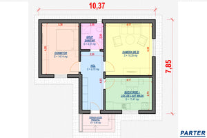 Proiect casa pe structura metalica mica parter 90 mp 088-073 - plan casa parter thumbnail