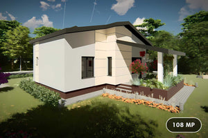 Proiect casa pe structura metalica mica de 110 mp 108-049 - fatada casei imagine 1 thumbnail