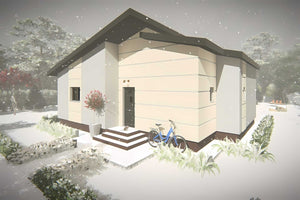 Proiect casa pe structura metalica mica de 110 mp 108-049 - fatada casei imagine 6 thumbnail