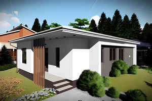 Proiect casa pe structura metalica mica parter 90 mp 088-073 - fatada casa exterior imagine 2 thumbnail