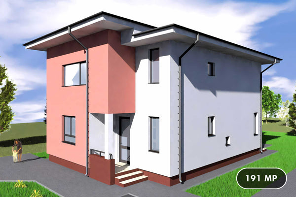 Proiect casa pe structura metalica modern cu doua nivele 016 - fațadă de casă imagine 1