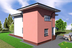 Proiect casa pe structura metalica modern cu doua nivele 016 - fațadă de casă imagine 4 thumbnail
