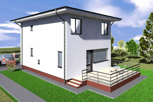 Proiect casa pe structura metalica modern cu doua nivele 016 - fațadă de casă imagine 5 thumbnail