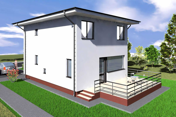 Proiect casa pe structura metalica modern cu doua nivele 016 - fațadă de casă imagine 5