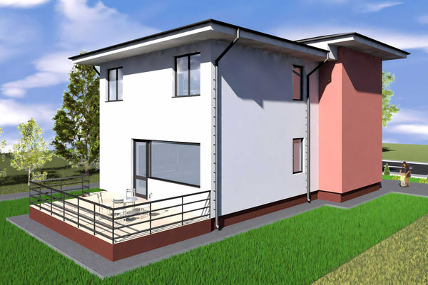 Proiect casa pe structura metalica modern cu doua nivele 016 - fațadă de casă imagine 6