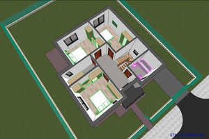 Proiect casa pe structura metalica moderna 4 dormitoare 092 - compartimentare la etaj thumbnail