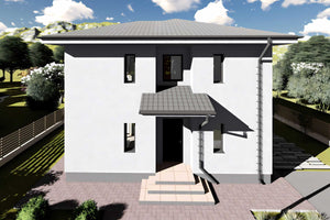 Proiect casa pe structura metalica moderna 4 dormitoare 092 - fatada de casa alb murdar imagine 7 thumbnail