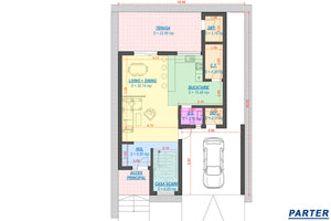 Proiect casa pe structura metalica moderna cu balcoane 052 - plan casa parter thumbnail