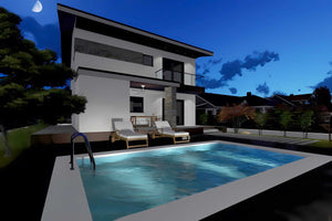 Proiect casa pe structura metalica moderna cu balcoane 052 - fatada de casa cu piatra imagine 13 thumbnail
