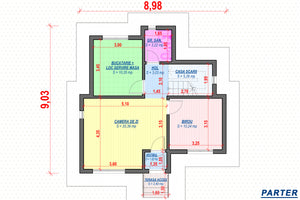 Proiect casa pe structura metalica moderna cu etaj 140 mp - fatada de casa exterior plan parter thumbnail