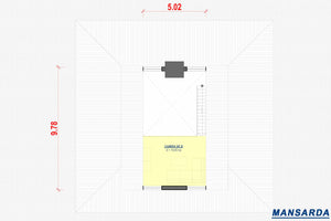 Proiect casa pe structura metalica moderna cu mansarda 048 - plan casa la mansarda thumbnail