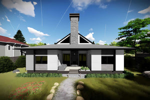 Proiect casa pe structura metalica moderna cu mansarda 048 - fatada de casa placata imagine 8 thumbnail
