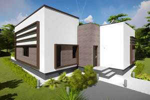 Proiect casa pe structura metalica moderna fara acoperis 027 - fatada de casa exterior imagine 4 thumbnail