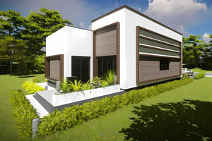 Proiect casa pe structura metalica moderna fara acoperis 027 - fatada de casa exterior imagine 6 thumbnail