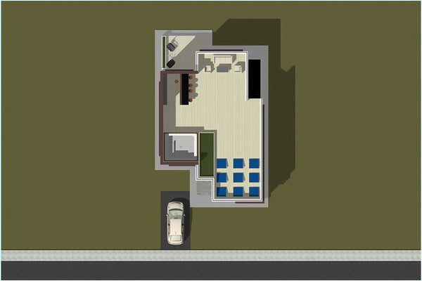 Proiect casa pe structura metalica moderna fara acoperis 027 - model de acoperis stil terasa