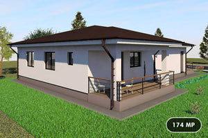 Proiect casa pe structura metalica moderna fara etaj 174-012 - model fatada imagine 1 thumbnail