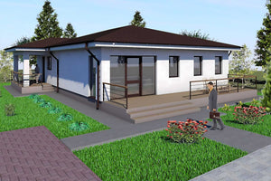 Proiect casa pe structura metalica moderna fara etaj 174-012 - model fatada imagine 3 thumbnail