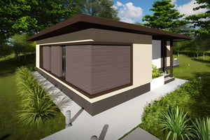 Proiect casa pe structura metalica moderna pe un nivel 120mp - fatada de casa exterior imagine 2 thumbnail