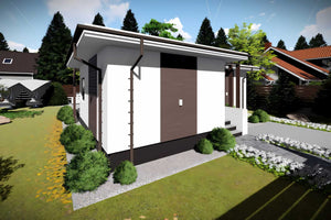 Proiect casa pe structura metalica parter 100 mp 100-078 - fatada casa moderna imagine 3 thumbnail