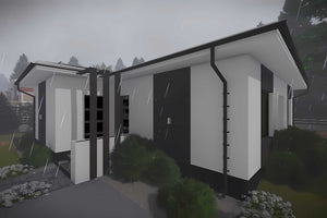 Proiect casa pe structura metalica parter 100 mp 100-078 - fatada casa moderna imagine 5 thumbnail