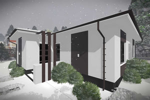 Proiect casa pe structura metalica parter 100 mp 100-078 - fatada casa moderna imagine 6 thumbnail
