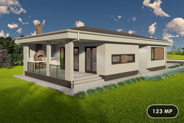 Proiect casa pe structura metalica parter 120mp cu 3 camere - design exterior poza 01