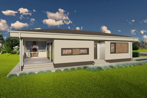 Proiect casa pe structura metalica parter 120mp cu 3 camere - design exterior poza 04 thumbnail