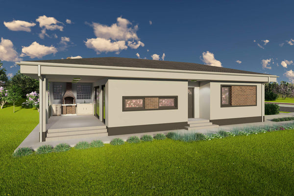 Proiect casa pe structura metalica parter 120mp cu 3 camere - design exterior poza 04