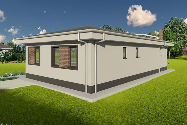 Proiect casa pe structura metalica parter 120mp cu 3 camere - design exterior poza 13