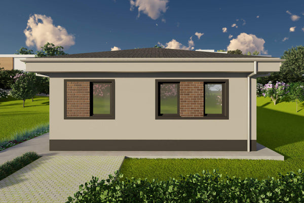 Proiect casa pe structura metalica parter 120mp cu 3 camere - design exterior poza 15