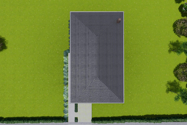 Proiect casa pe structura metalica parter 120mp cu 3 camere - design acoperis