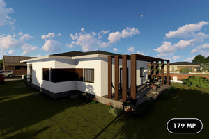 Proiect casa pe structura metalica parter 3 dormitoare 180mp - fațadă de casă imagine 1 thumbnail