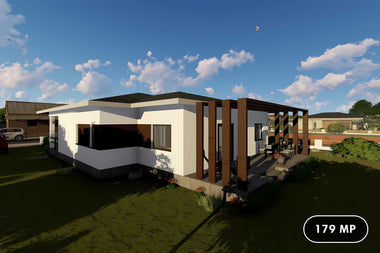 Proiect casa pe structura metalica parter 3 dormitoare 180mp - fațadă de casă imagine 1