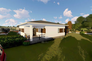 Proiect casa pe structura metalica parter 3 dormitoare 180mp - fațadă de casă imagine 3 thumbnail