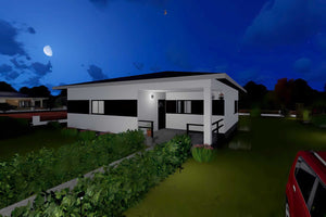 Proiect casa pe structura metalica parter 3 dormitoare 180mp - fațadă de casă imagine 7 thumbnail