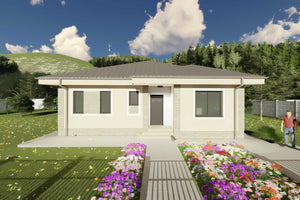 Proiect casa pe structura metalica parter 4 camere la 120mp - fatada casa poza 3 thumbnail