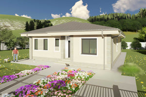Proiect casa pe structura metalica parter 4 camere la 120mp - fatada casa poza 5 thumbnail