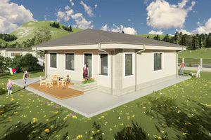 Proiect casa pe structura metalica parter 4 camere la 120mp - fatada casa poza 10 thumbnail