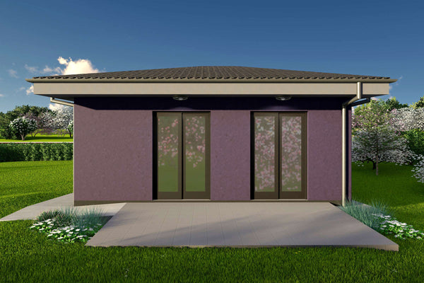 Proiect casa pe structura metalica parter cu 1 dormitor 50mp - fatada casa moderna poza 10